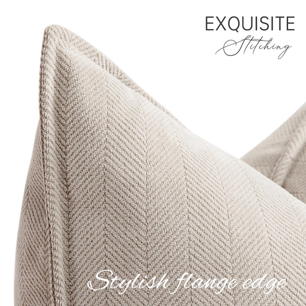 Beige Chenille Throw Pillow Cover (Set of 2)