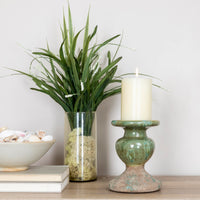 Green Terracotta Pillar Candle Holder