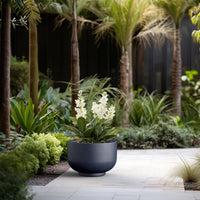 Charcoal Concrete Pedestal Planter
