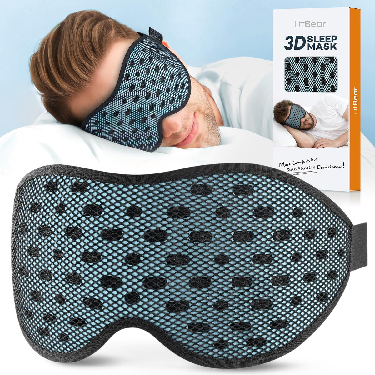Ice Blue 3D Sleep Mask