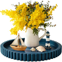 Blue Wooden Round Tray