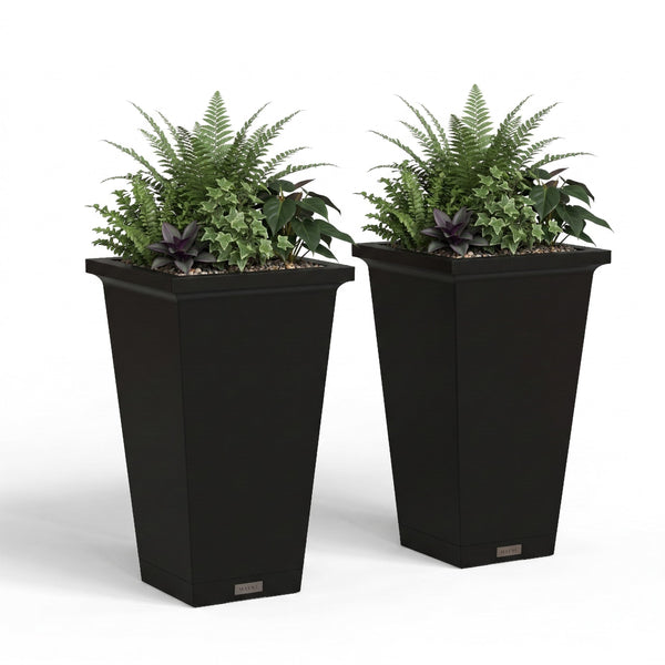 Black Tall Square Planter (Set of 2)