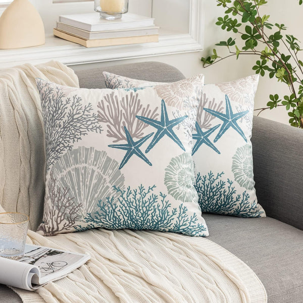 Coastal Blue Velvet Pillow Cover (Set of 2)