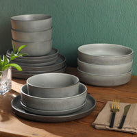 Grey Stoneware Dinnerware (Set of 16)