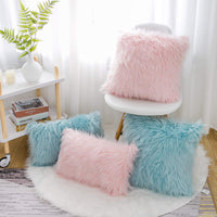 Blush Faux Fur Pillow Cover (Set of 2)