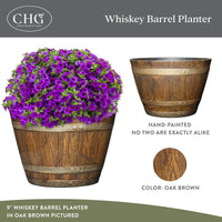 Oak Whiskey Barrel Planter