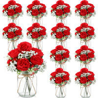Red Mason Jar Bouquets (Set of 12)