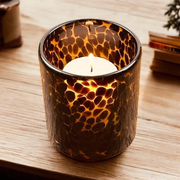Tortoiseshell Glass Candle Holder
