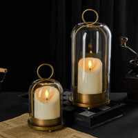Brass Hurricane Candle Holders (Set of 2)