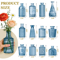 Blue Glass Bud Vases (Set of 12)