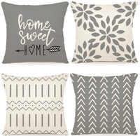 Gray Geometric Pillow Cover (Set of 4)