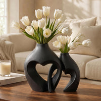 Black Heart Ceramic Vase (Set of 2)