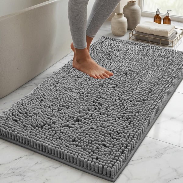 Light Grey Chenille Bath Mat