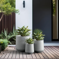 Pale Gray Concrete Planters (Set of 3)
