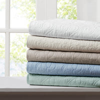 White Damask Quilted Throw