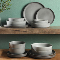 Grey Stoneware Dinnerware (Set of 16)