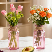 Pink Mason Jar Vases (Set of 6)
