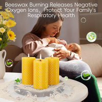 Honeycomb Beeswax Pillar Candles (Set of 3)