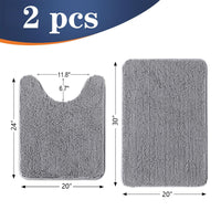 Grey Chenille Bath Mat (Set of 2)