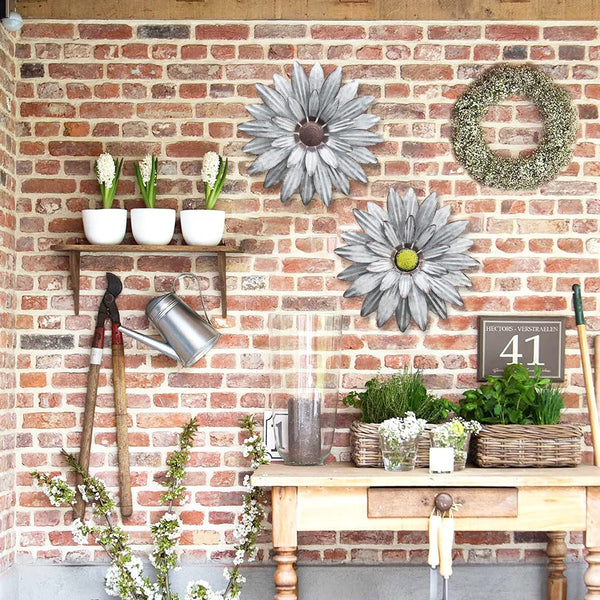 Galvanized Metal Flowers (Set of 2)
