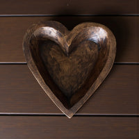 Brown Wooden Heart Bowl
