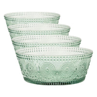 Sage Green Glass Serving Bowls (Set of 4)