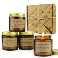 Amber Glass Scented Candles (Set of 4)