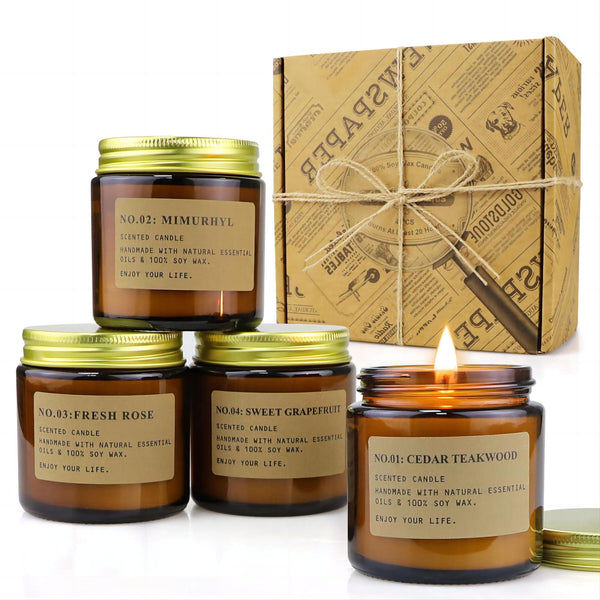 Amber Glass Scented Candles (Set of 4)