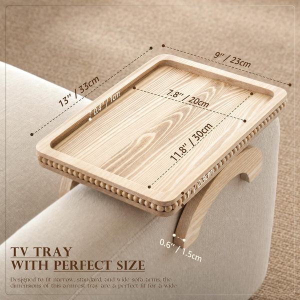 Natural Wood Sofa Arm Tray