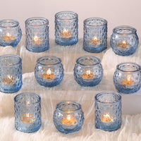 Blue Glass Votive Holders (Set of 12)