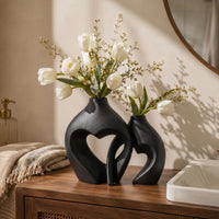 Black Heart Ceramic Vase (Set of 2)