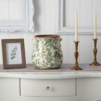 Green Ceramic Scroll Planter