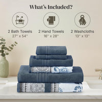 Navy Cotton Towels (Set of 6)
