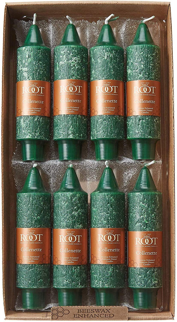 Dark Green Beeswax Dinner Candles (Set of 8)