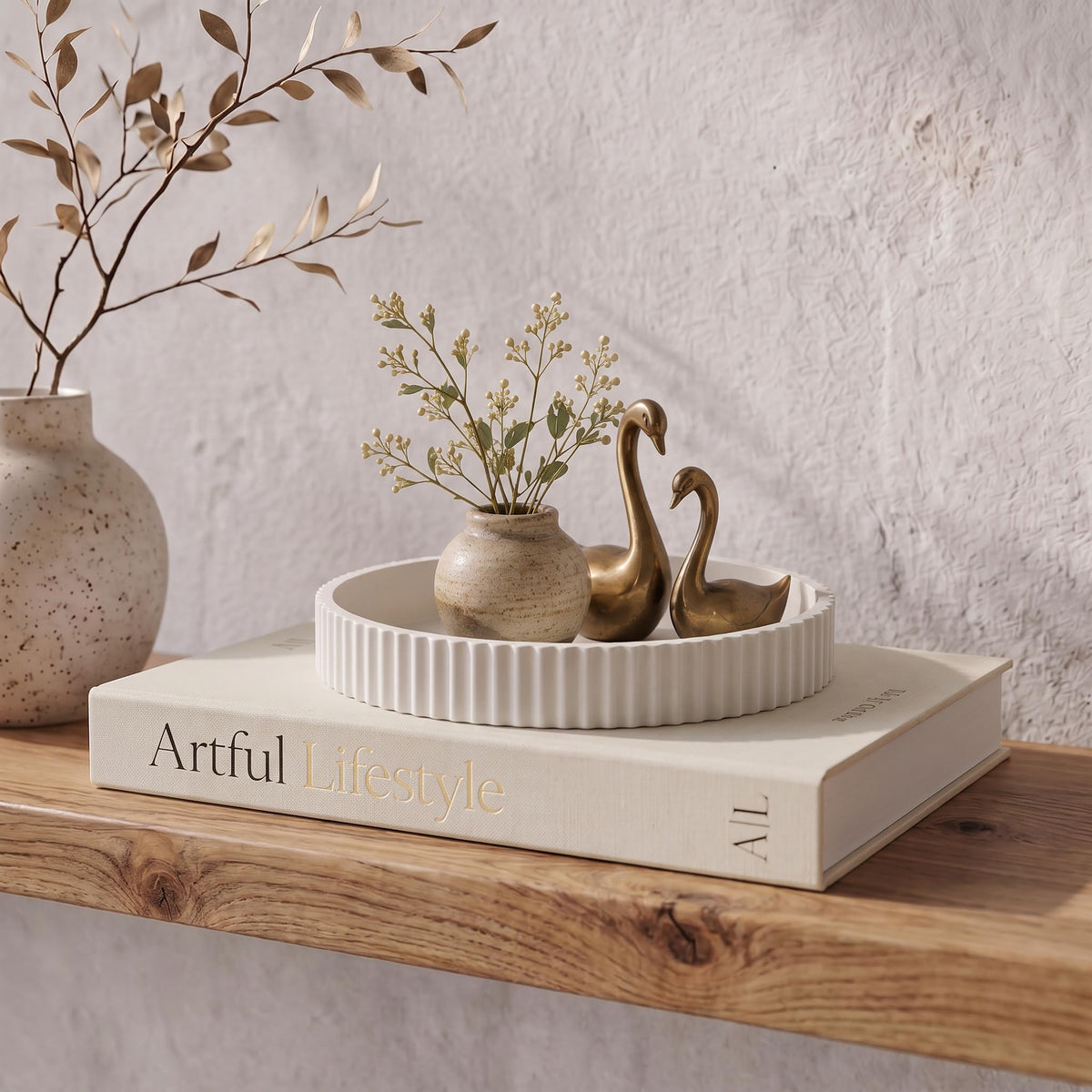 Scalloped Concrete Tray Set (Set of 2)