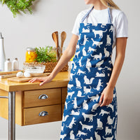 Navy Cat Print Apron