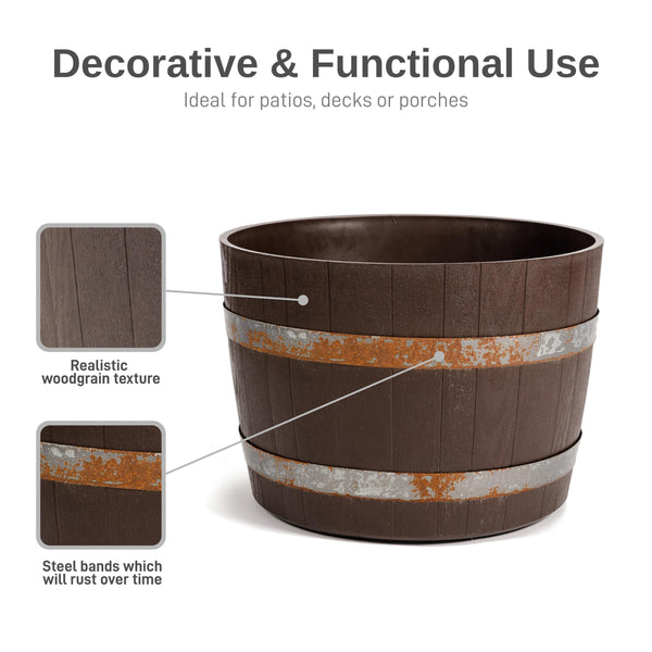 Walnut Whiskey Barrel Planter