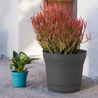 Charcoal Round Planter with Saucer