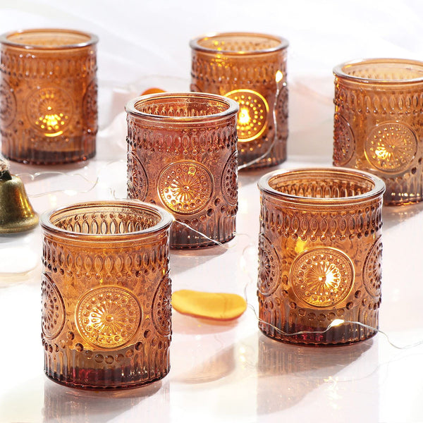 Amber Glass Votives (Set of 24)