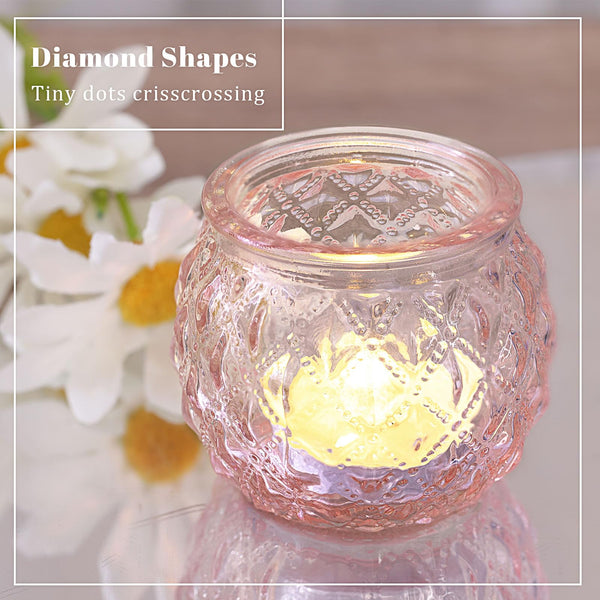 Pink Round Glass Votives (Set of 12)