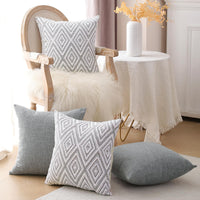 Grey Textured Throw Pillow Cover (Set of 4)