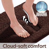 Brown Striped Chenille Bath Mat (Set of 3)