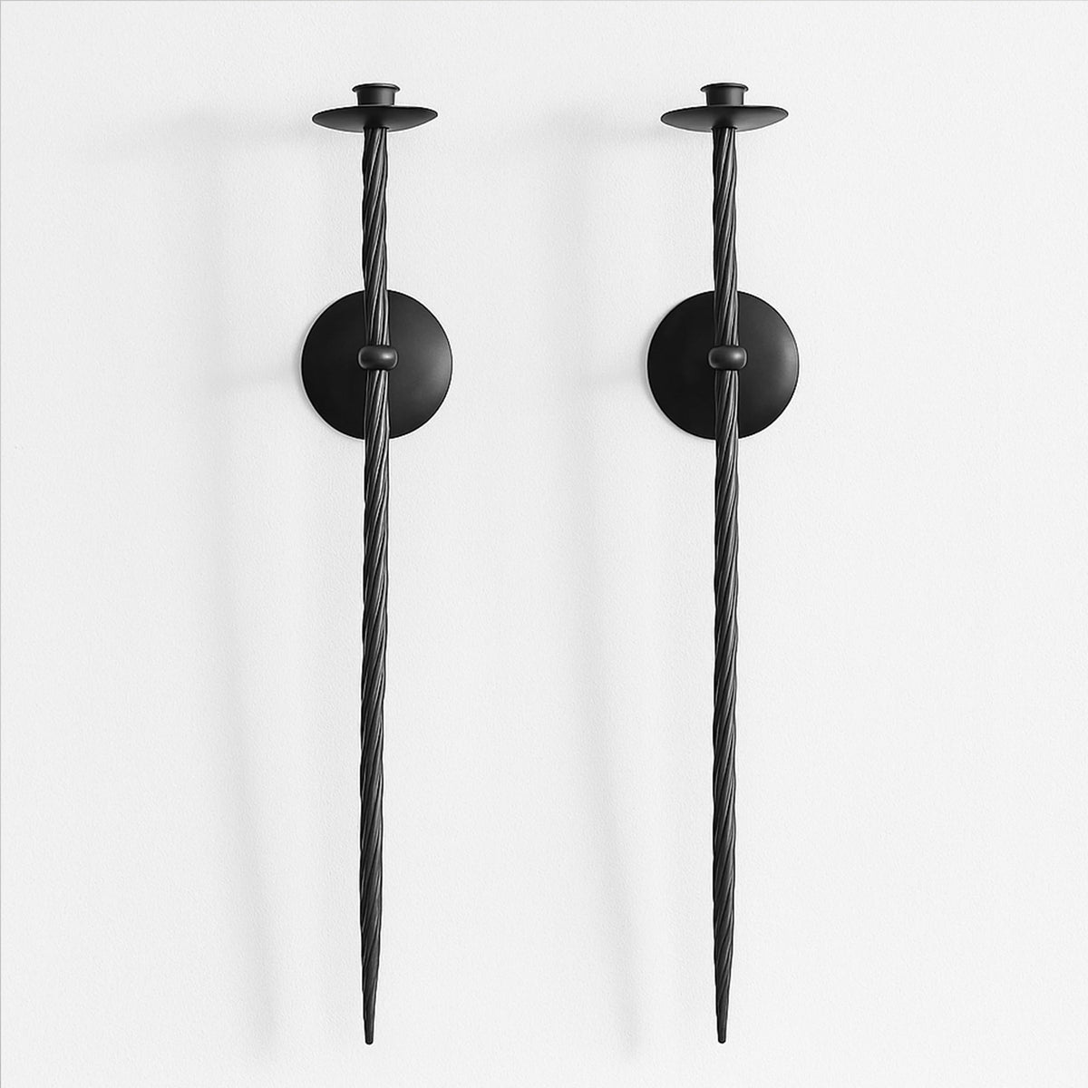 Black Twisted Wall Candle Sconces (Set of 2)