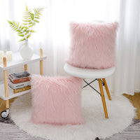Blush Faux Fur Pillow Cover (Set of 2)