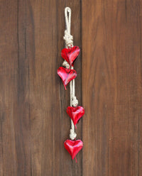 Red Metal Heart Bells