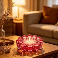 Red Bubble Glass Candle Dish