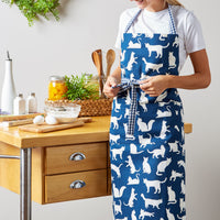 Navy Cat Print Apron