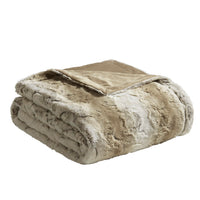 Sand Faux Fur Throw Blanket