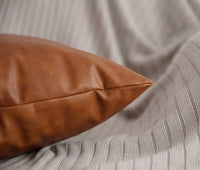 Cognac Faux Leather Pillow Cover (Set of 2)