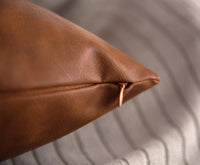 Cognac Faux Leather Pillow Cover (Set of 2)